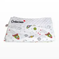 Paturica personalizata – Spatiu cosmic și Minky Alb