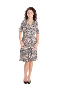 Rochie decolteu CV24032 SIZE alb/bej/negru, Cesy | marimea XXL