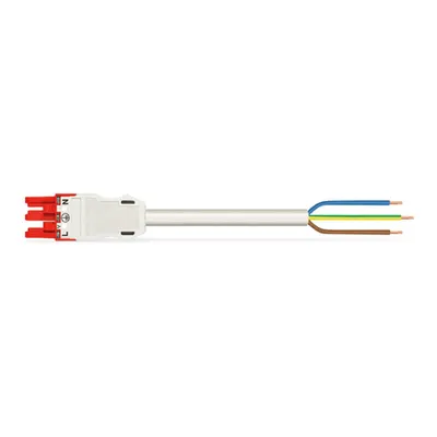 pre-assembled connecting cable; Eca; Socket/open-ended; 3-pole; Cod. P; H05VV-F 3G 2.5 mm²; 7 m; 2,50 mm²; red
