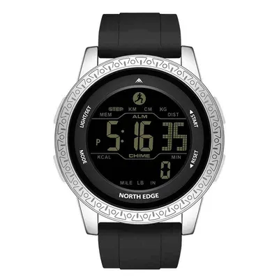 NORTH EDGE APOLLO - Ceas sport digital, ecran FSTN, 50M rezistent la apă, cronometru, alarme multiple, curea silicon, ușor și durabil