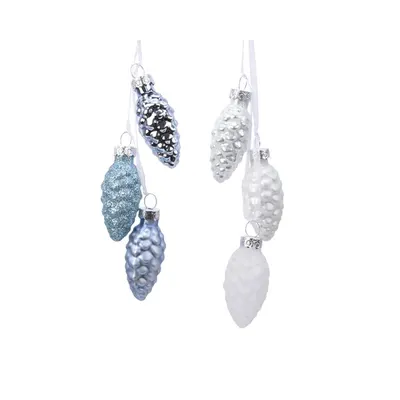 Globuri decorative - Pinecone - Mixed White and Blue - mai multe culori