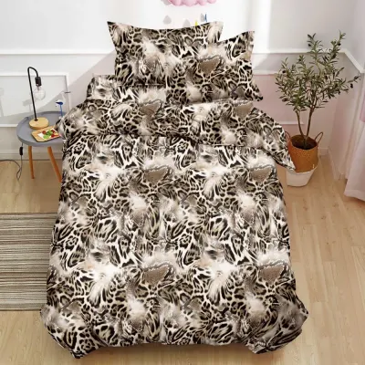 Lenjerie pat 1 PERSOANA, FINET, 4 piese, Bej, animal print, abastract