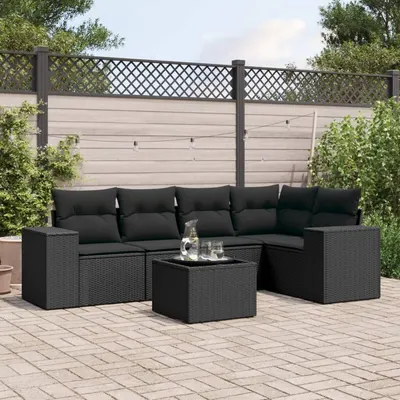 Gossi set mobilier de gradina cu perne, 6 piese, negru, poliratan