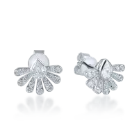 Cercei geometrici din aur alb cu diamante pear si rotunde de 1.26ct
