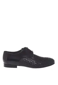 Pantofi oxford din piele cu aspect texturat - Maro inchis