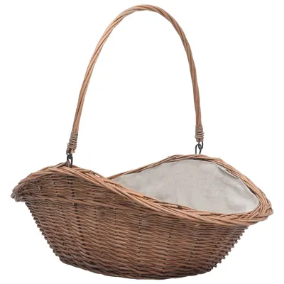 Gossi cos pentru lemne de foc cu maner, natural, 60x44x55 cm, salcie