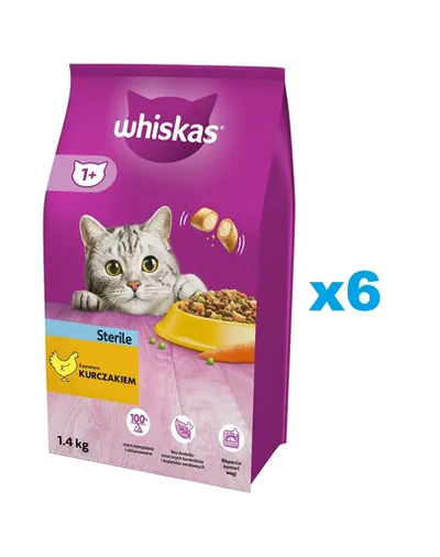 WHISKAS Sterile 6x1.4 kg hrana cu pui pentru pisici sterilizate