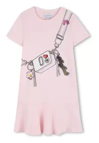 Rochie-tricou cu imprimeu grafic - Roz pastel/Roz pal