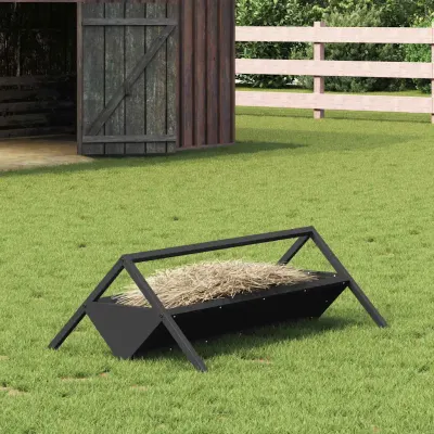 vidaXL Jgheab pentru hrănirea animalelor Negru 111 x 76 x 38 cm 10 kg