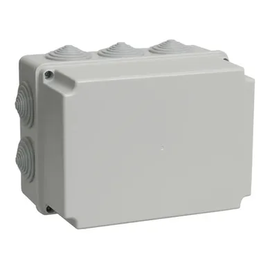 Doza KM41246 pull box pentru montaj aparent 190x140x120 mm IP55 (RAL7035, 10 lead-ins)