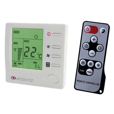 Termostat ventiloconvector +10...+30C, 3 viteze, LCD, max 2A, max 400W, 230V, cu telecomanda