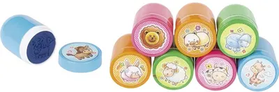 Ștampile de plastic cu tampoane Goki - Animale, asortiment