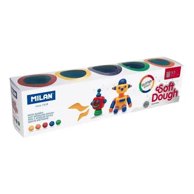 Plastilină ușoară Milan, 5 borcane x 142g, Glitter Soft Dough