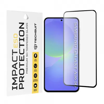 Folie de protectie Ecran Techsuit pentru Samsung Galaxy A56 A566 / A36 A366, Sticla Securizata, Full Glue, Neagra