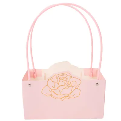 Pungi de cadou cu design trandafir (set 10 buc) - Roz