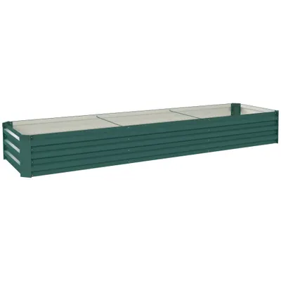 Outsunny Pat de grădină dreptunghiular, pat de grădină ridicat din oțel galvanizat, fund deschis, 240 x 60 x 30 cm, verde | Aosom Romania