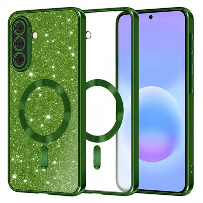 Husa MagSafe pentru Samsung Galaxy A57 5G, Techsuit, Luxury Glitter, Verde Inchis