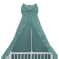 Baldachin, MimiNu, Pentru patut, Cu funda si volanas, 210x145 cm, Material certificat Oeko Tex Standard 100, Colectia Royal, Nepal Green
