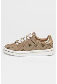 Pantofi sport low-cut cu model monograma - Auriu/Maro inchis