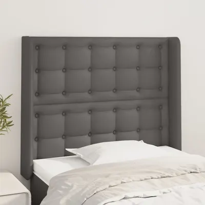 vidaXL Tăblie de pat cu aripioare gri 103x16x118/128 cm piele eco
