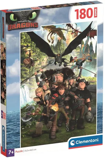 Puzzle pentru copii Clementoni din 180 piese - Cum să-ți dresezi dragonul