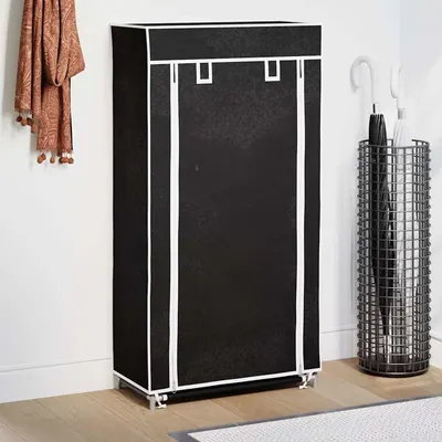 vidaXL Dulap pantofi material textil cu capac, negru, 58x 28x106 cm