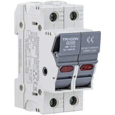 Separatoare modulare pentru fuzibile cilindrice, PV 32A, 10×38, Un=1000VDC, Ui=6kV, 20kA, DC-PV0, IP20, 2P, LED