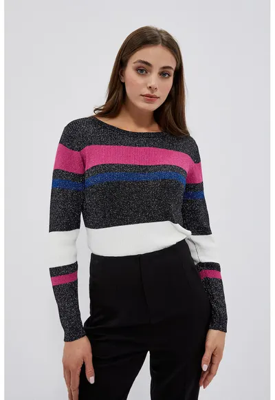 Pulover strans in dungi cu fir metalic negru - Negru