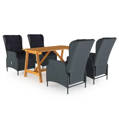 vidaXL Set mobilier de grădină, 5 piese, gri închis