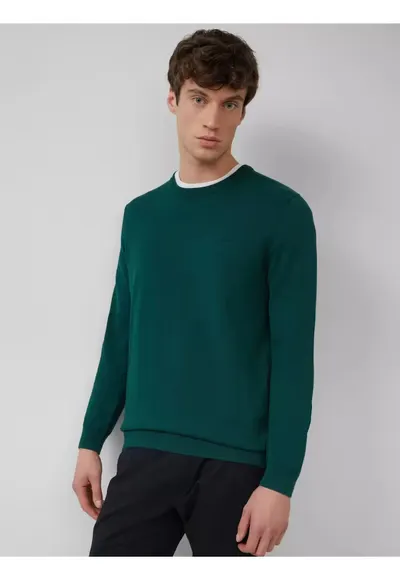 Pulover cu decolteu la baza gatului - Verde inchis