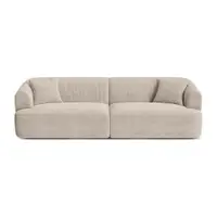 Canapea maro deschis cu tapițerie din catifea reiată 255 cm Campi – Cosmopolitan Design