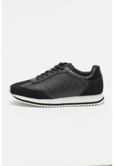 Pantofi sport din piele ecologica cu garnituri din piele intoarsa - pentru alergat - Negru/Alb murdar