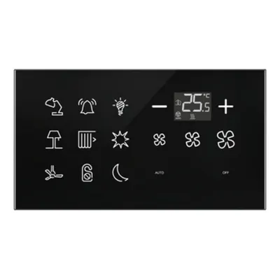 Glass Touch Panel, SpaceLogic, Panou sticla Modbus, dublu, combo: Panou pat cu 9 butoane+Termostat
