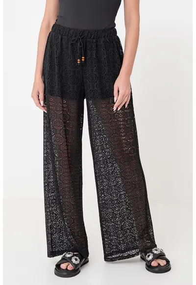 Pantaloni din dantela cu croiala ampla