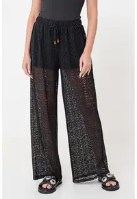 Pantaloni din dantela cu croiala ampla