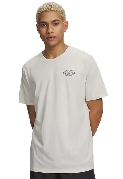 Tricou din amestec de bumbac cu imprimeu foto - Gri deschis melange