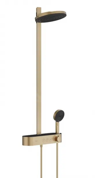 Set de dus cu termostatat, palarie 26 cm, 3 jeturi, bronz periat, Hansgrohe Pulsify S