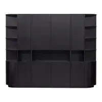 Bibliotecă modulară neagră din lemn masiv de pin 266x210 cm Finca – WOOOD