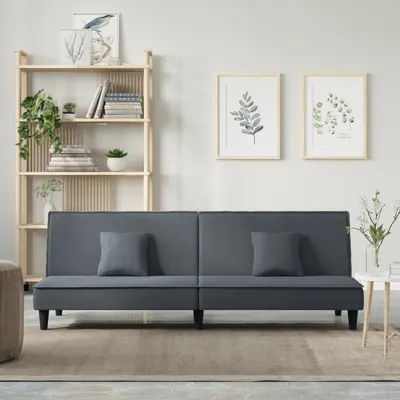 vidaXL Canapea extensibilă, gri închis, catifea