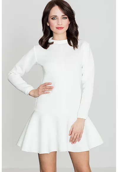 Rochie K247 - ecru - din material usor - poliester