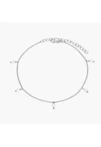 Bratara de picior din argint Gem Droplet - Piatra Lunii