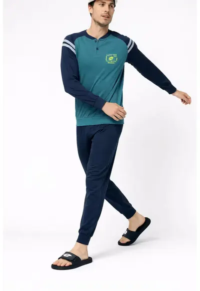 Pijama barbati LP1220C - set 2 piese - bumbac - Verde