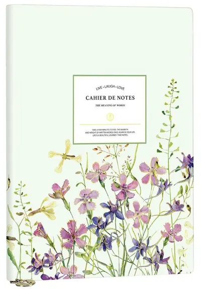 Caiet Victoria's Journals Florals - Verde deschis, copertă plastică, liniate, 96 de foi, format A5
