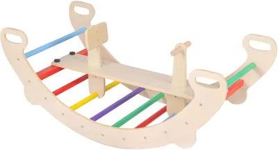Scaun balansoar-cățărare din lemn 4 în 1 Costway - Rainbow