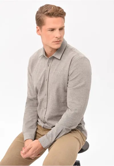 Camasa K-Sterry pentru barbati - moale - gri melange - Slim Fit