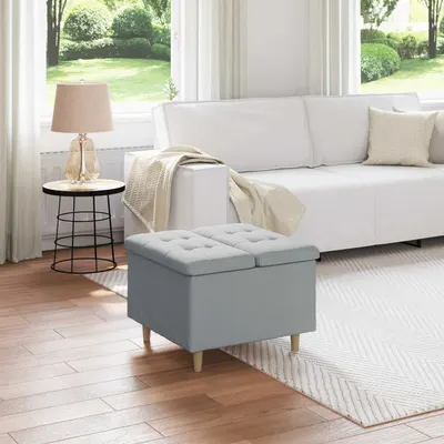 vidaXL Ottoman cu Depozitare Gri deschis 60 x 60 x 45 cm țesătură
