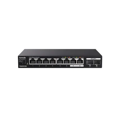 Switch Tenda TEM2010X, 8 porturi RJ45, 2x SFP, 80 Gbps, 59.5 Mpps, fara management