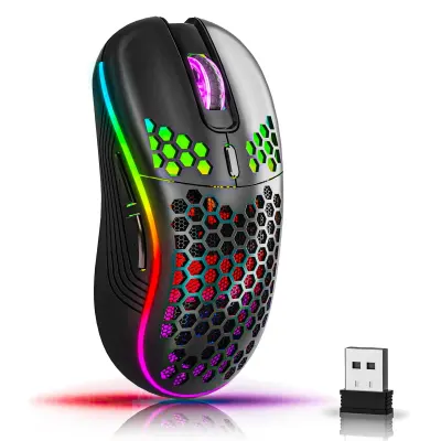 Mouse gaming wireless Timebox, 1600DPI, ultrausor 80g, USB Reciver 2, Negru - Default Title