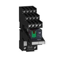 Releu miniatural pre-asamblat cu soclu, Relee electromecanice Harmony, 6A, 4CO, LED, buton de testare blocabil, terminal separat, 230V AC