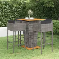Gossi set mobilier bar de gradina cu perne, 5 piese, gri, poliratan